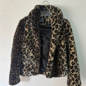 Sparkle & Fade Animal Print Faux Fur Coat